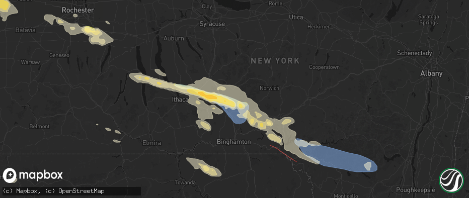 Hail map in Willet, NY on July 18, 2026