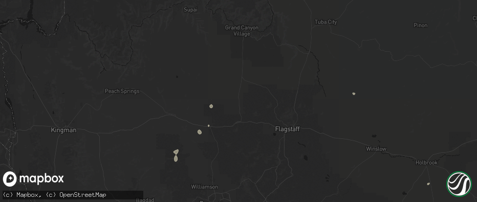 Hail map in Williams, AZ on July 18, 2026