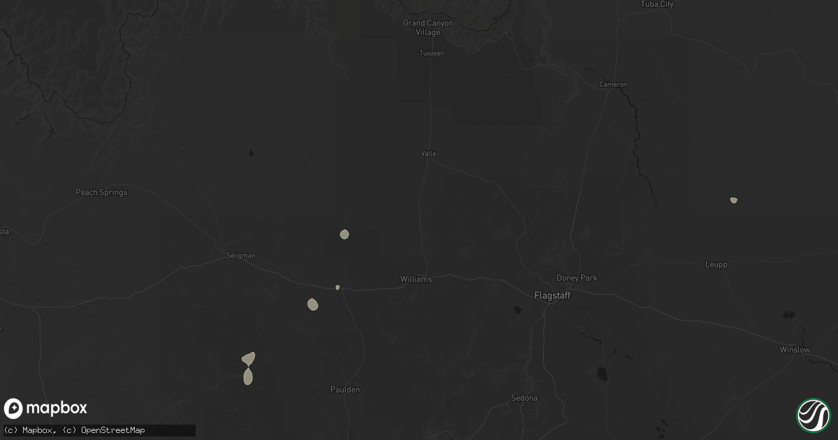 Hail map in Williams, AZ on July 18, 2026