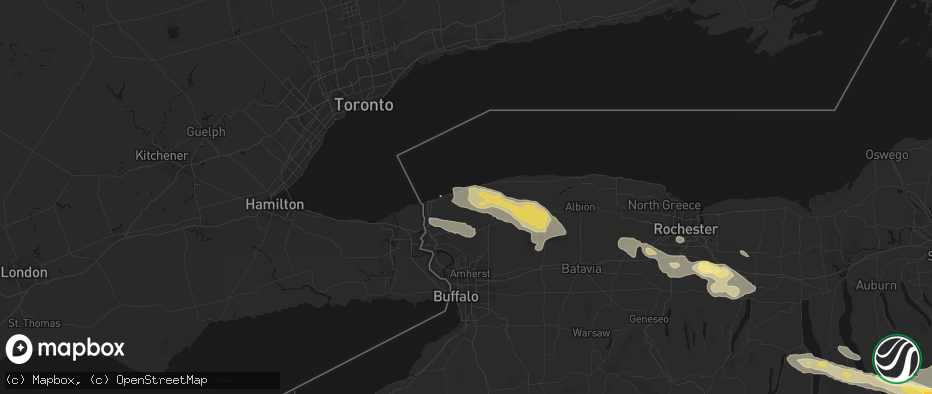 Hail map in Wilson, NY on July 18, 2026