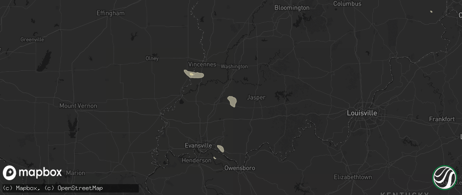 Hail map in Winslow, IN on July 18, 2026