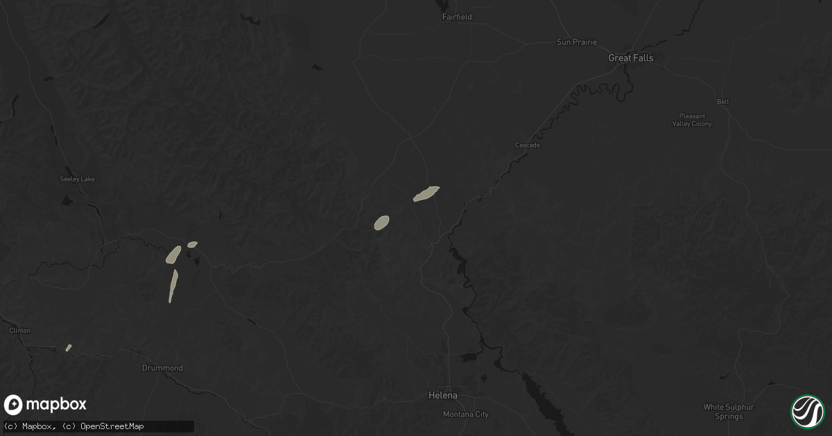 Hail map in Wolf Creek, MT on July 18, 2026