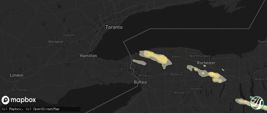Hail map in Youngstown, NY on July 18, 2026
