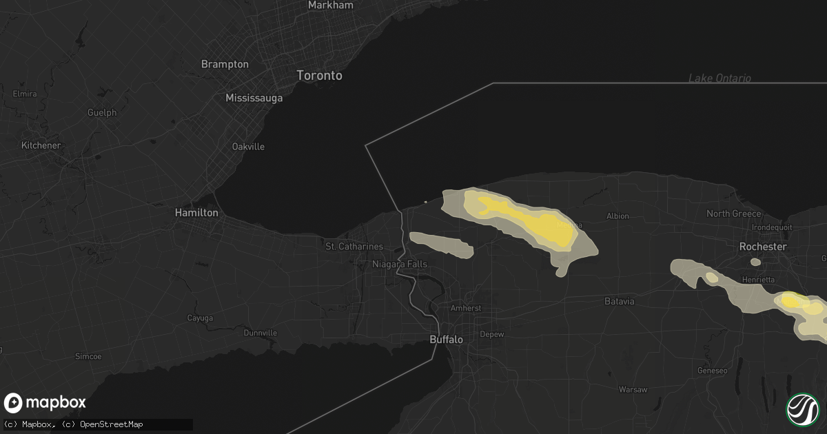 Hail map in Youngstown, NY on July 18, 2026