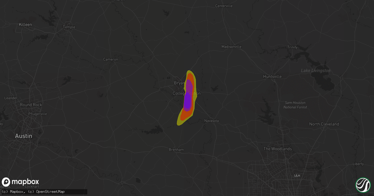 Hail map in Bryan, TX on July 19, 2009