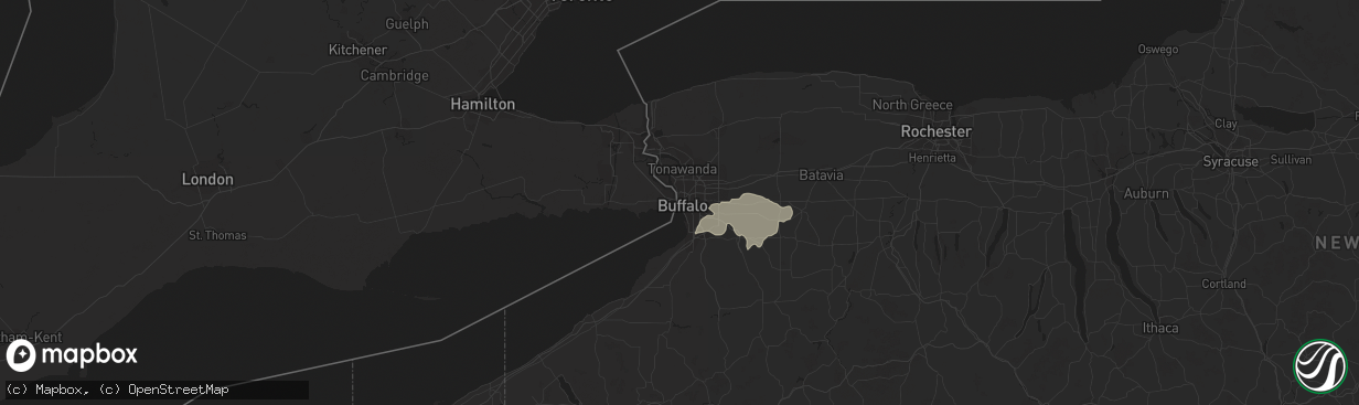 Hail map in Buffalo, NY on July 19, 2013