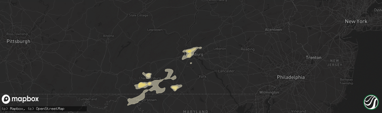 Hail map in Camp Hill, PA on July 19, 2013