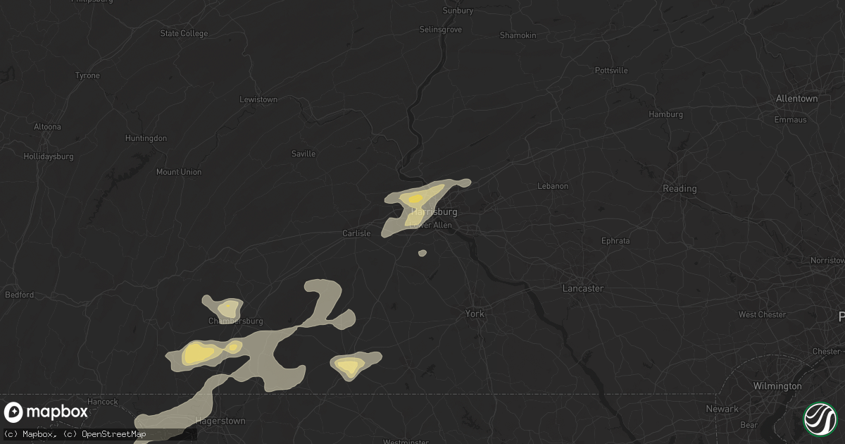 Hail map in Camp Hill, PA on July 19, 2013