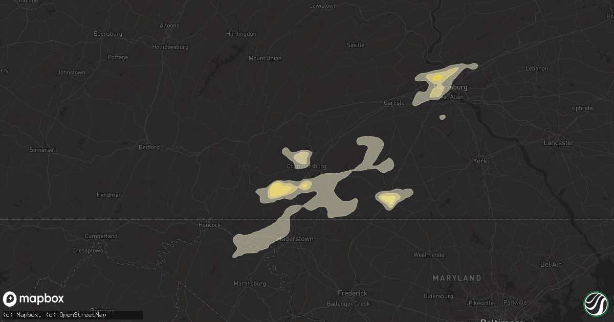 Hail map in Chambersburg, PA on July 19, 2013