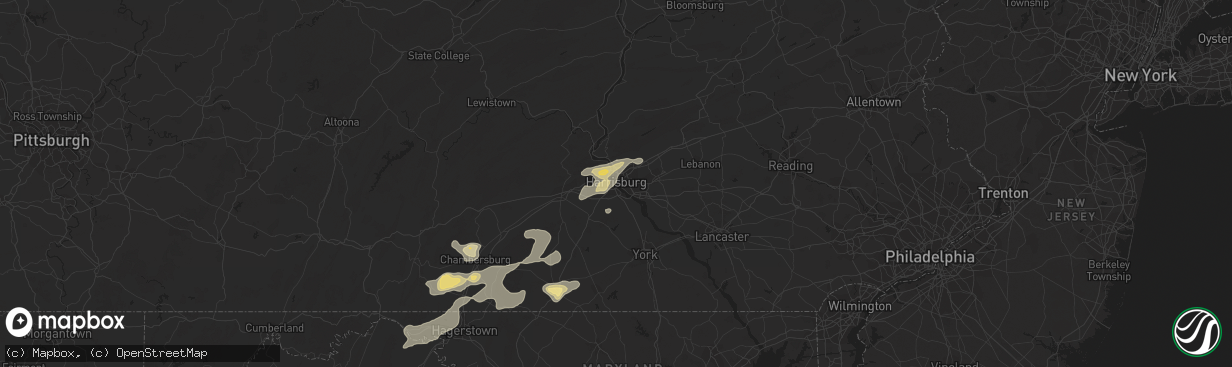 Hail map in Harrisburg, PA on July 19, 2013