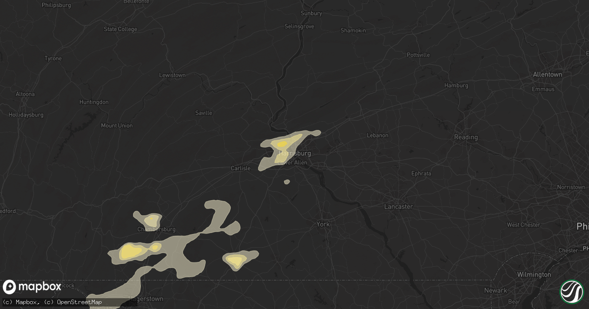 Hail map in Harrisburg, PA on July 19, 2013