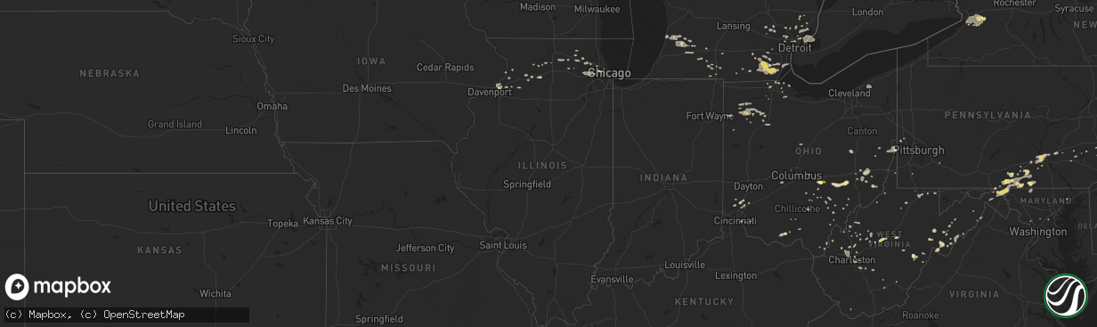 Hail map in Illinois on July 19, 2013