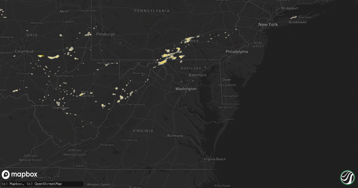 Hail map in Maryland on July 19, 2013