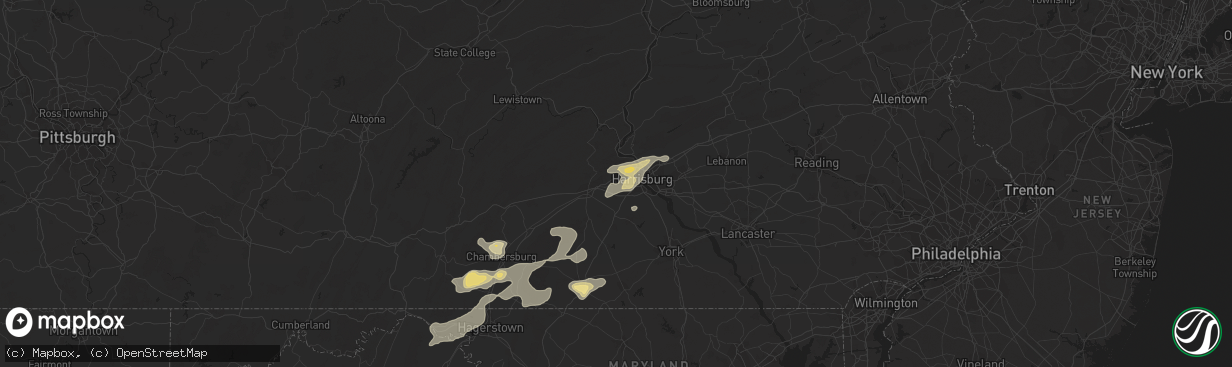 Hail map in Mechanicsburg, PA on July 19, 2013