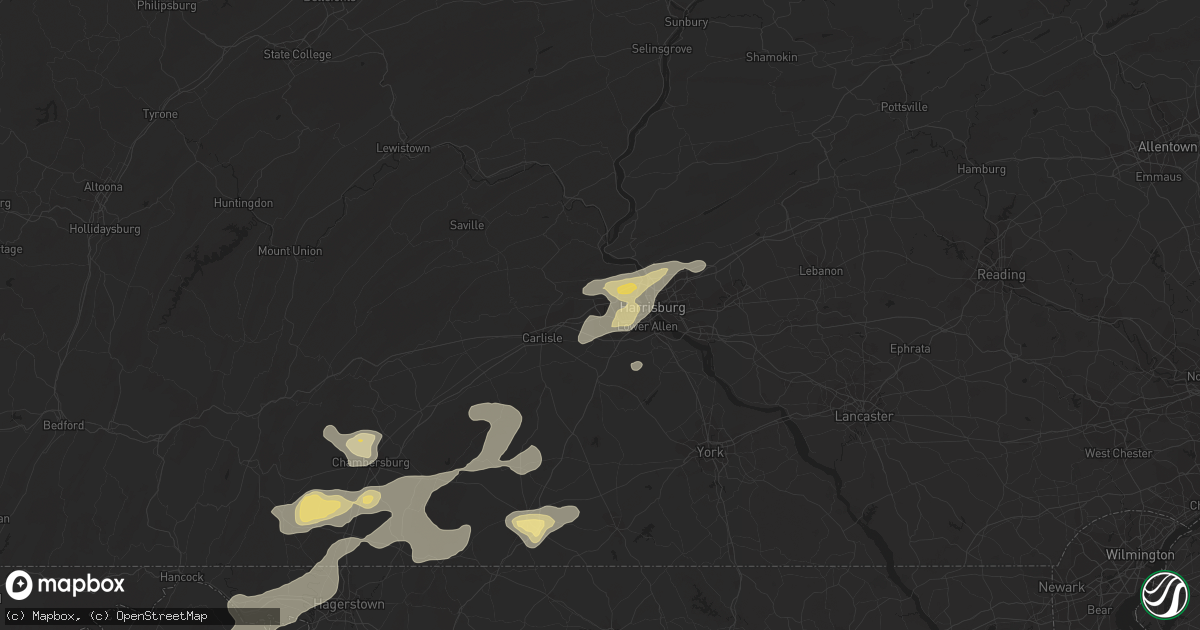 Hail map in Mechanicsburg, PA on July 19, 2013