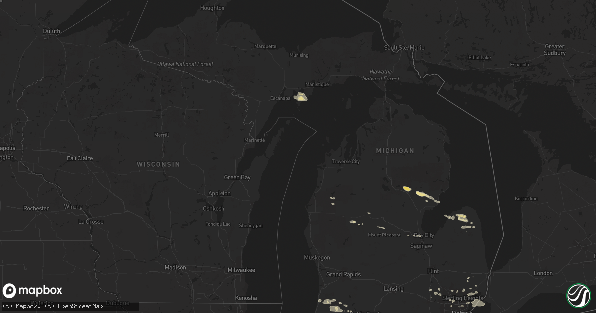 Hail map in Michigan on July 19, 2013