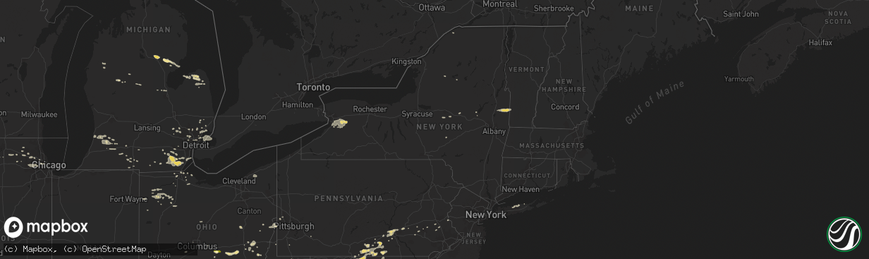 Hail map in New York on July 19, 2013