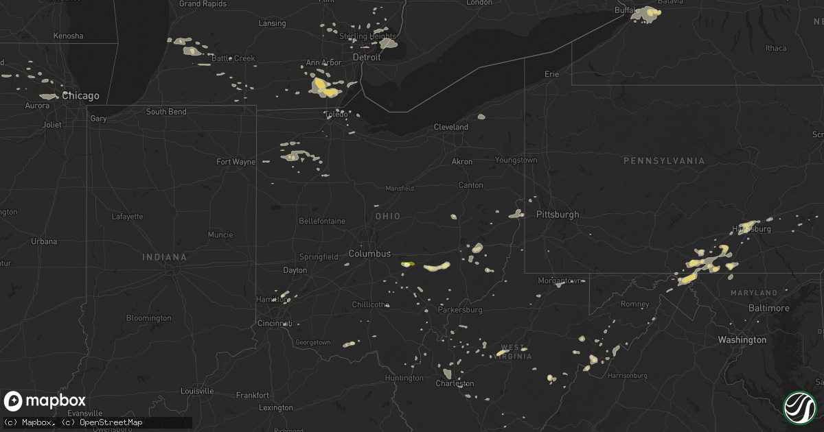 Hail map in Ohio on July 19, 2013