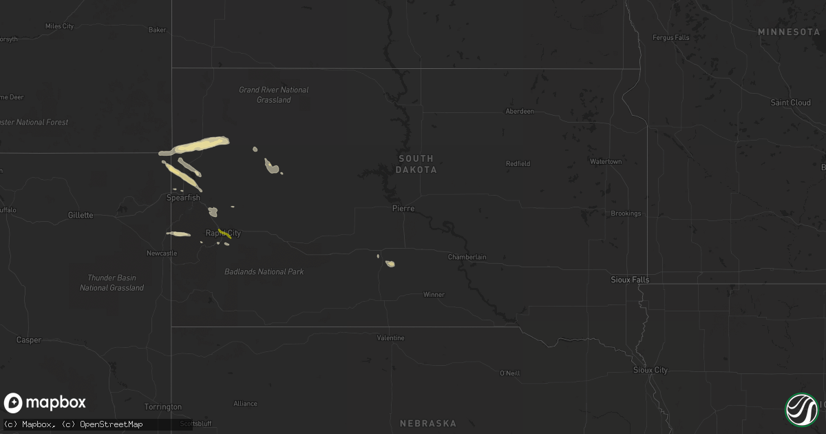 Hail map in South Dakota on July 19, 2013