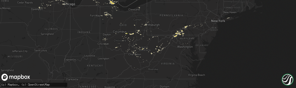 Hail map in West Virginia on July 19, 2013