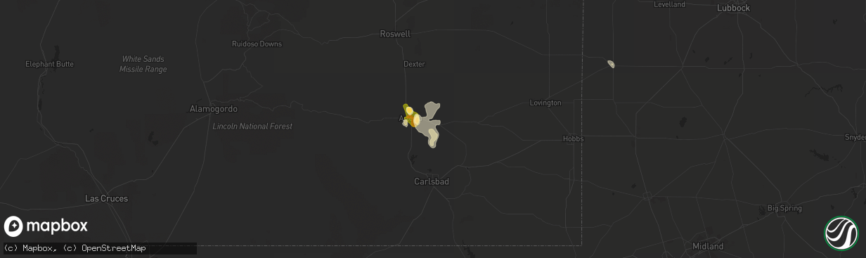 Hail map in Artesia, NM on July 19, 2014