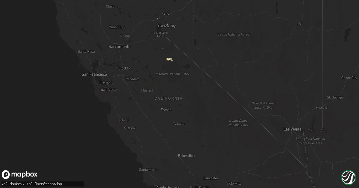 Hail map in California on July 19, 2014