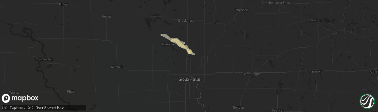 Hail map in Dell Rapids, SD on July 19, 2014