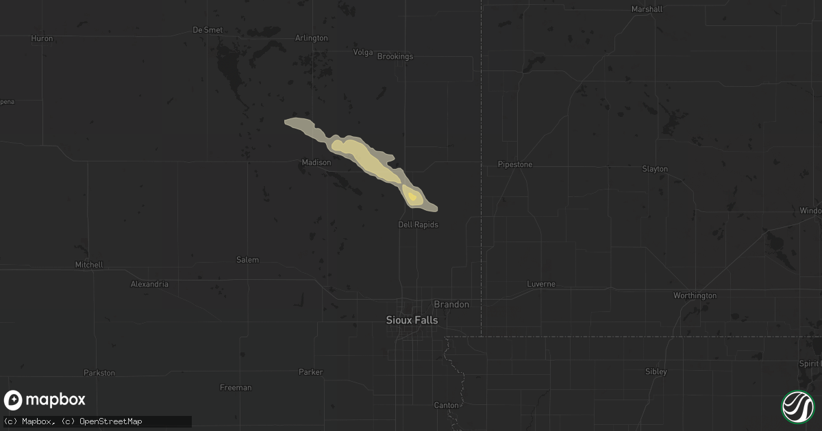 Hail map in Dell Rapids, SD on July 19, 2014