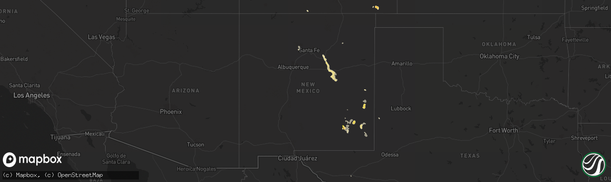 Hail map in New Mexico on July 19, 2014