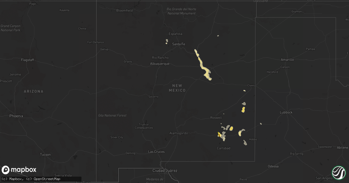Hail map in New Mexico on July 19, 2014