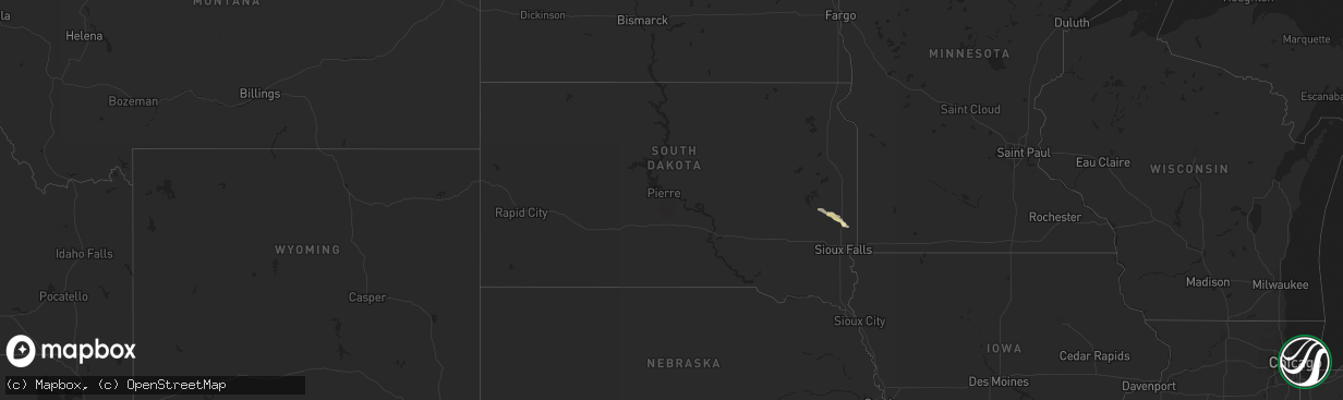 Hail map in South Dakota on July 19, 2014