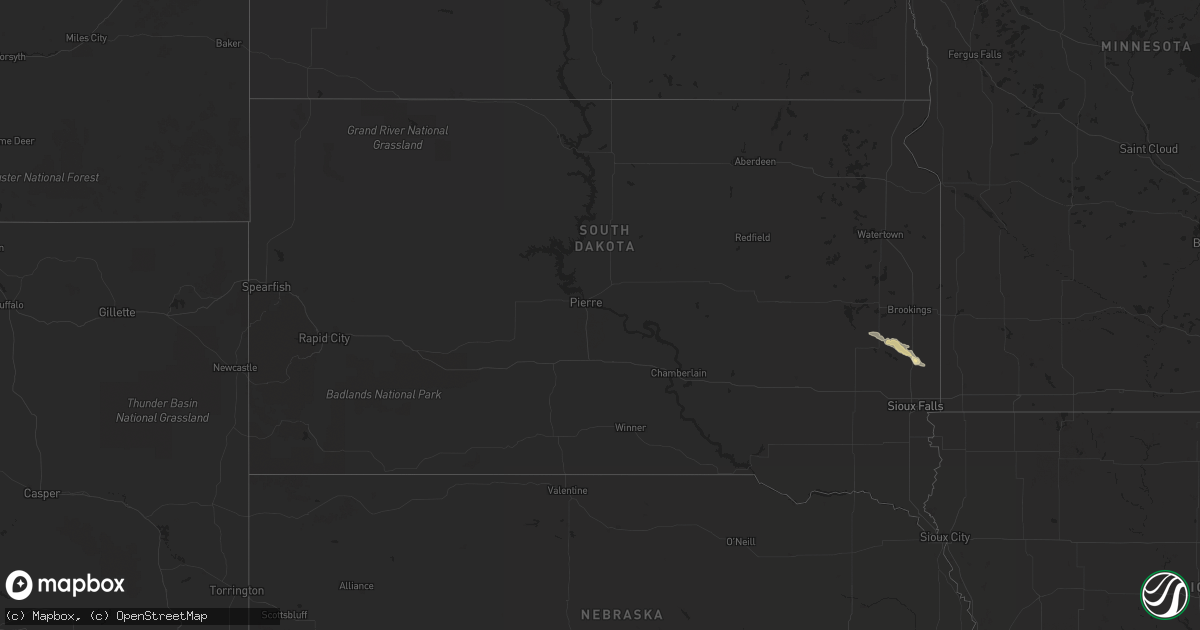 Hail map in South Dakota on July 19, 2014