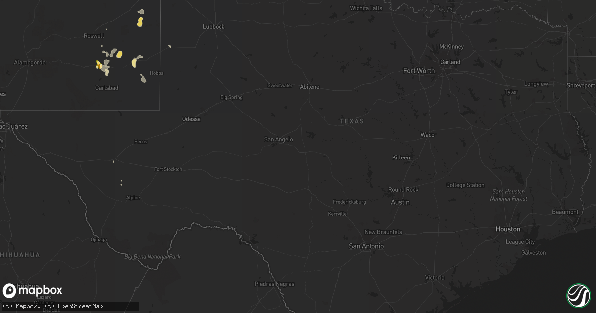 Hail map in Texas on July 19, 2014