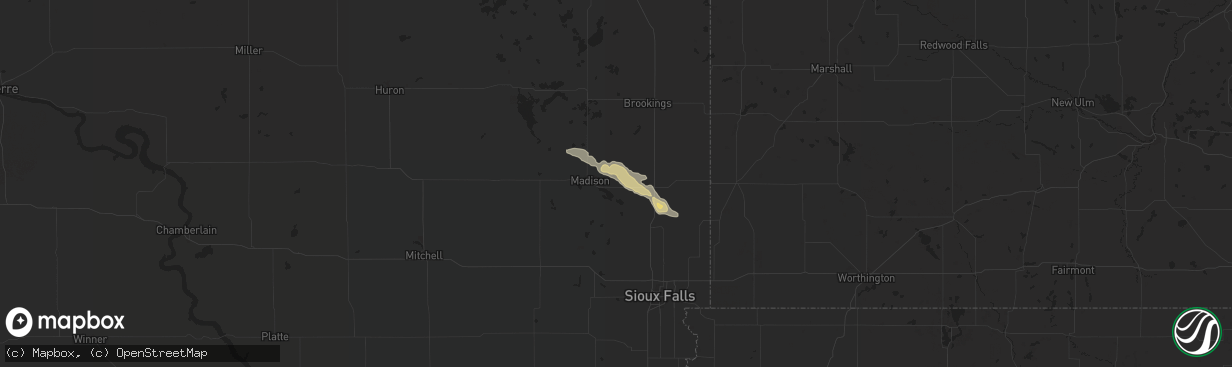 Hail map in Wentworth, SD on July 19, 2014