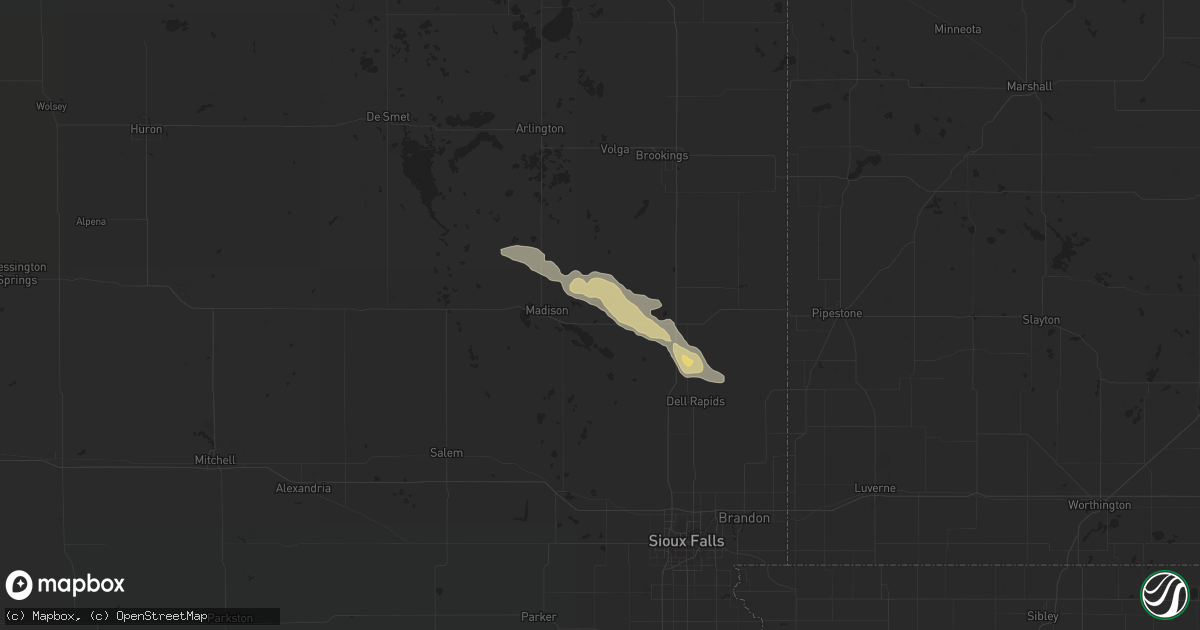 Hail map in Wentworth, SD on July 19, 2014