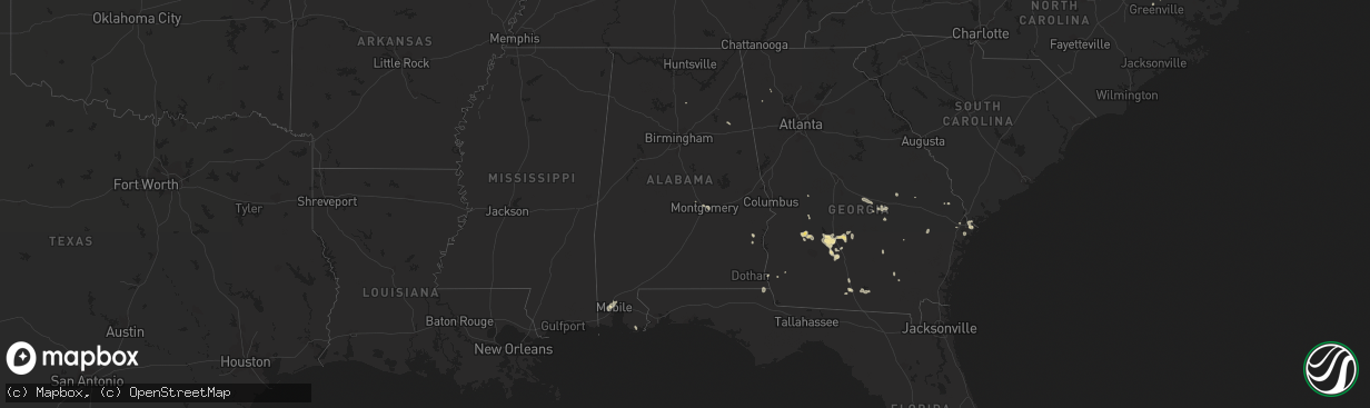 Hail map in Alabama on July 19, 2015