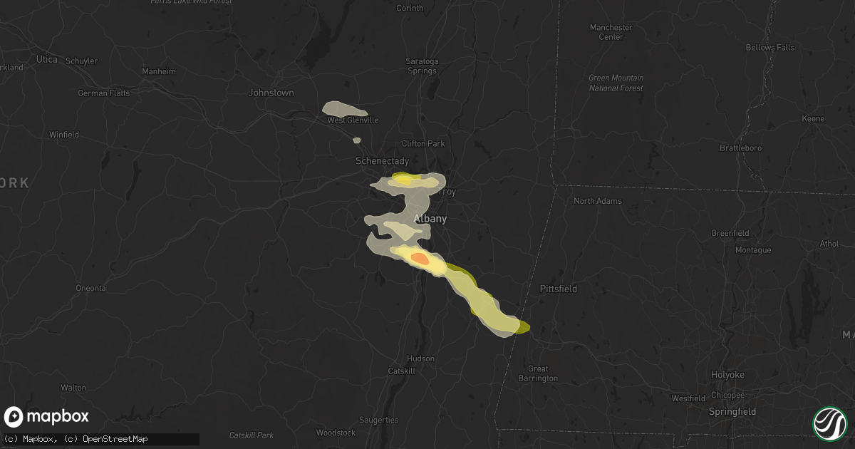 Hail map in Albany, NY on July 19, 2015