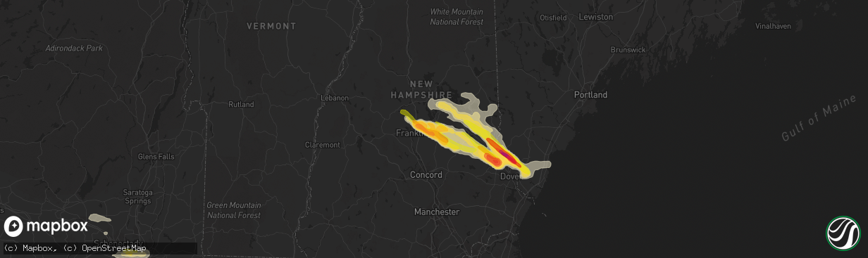 Hail map in Belmont, NH on July 19, 2015