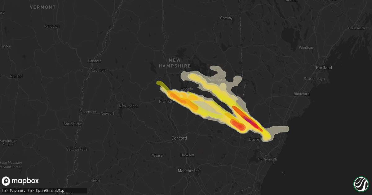Hail map in Belmont, NH on July 19, 2015