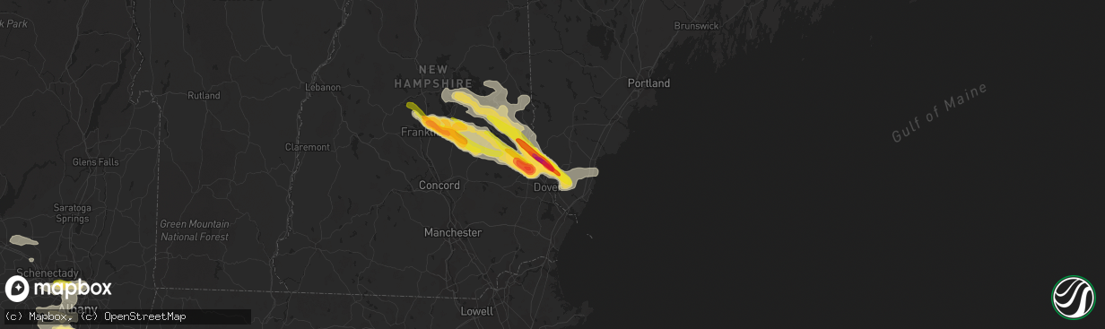 Hail map in Berwick, ME on July 19, 2015