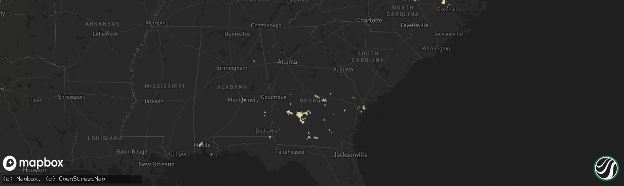 Hail map in Georgia on July 19, 2015