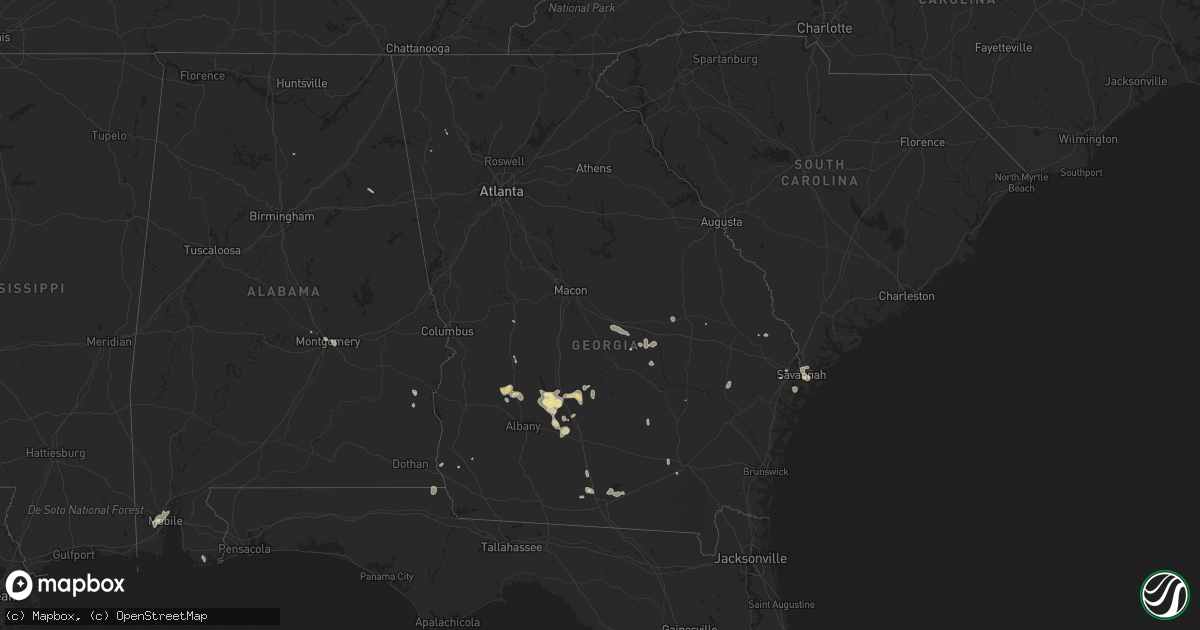 Hail map in Georgia on July 19, 2015
