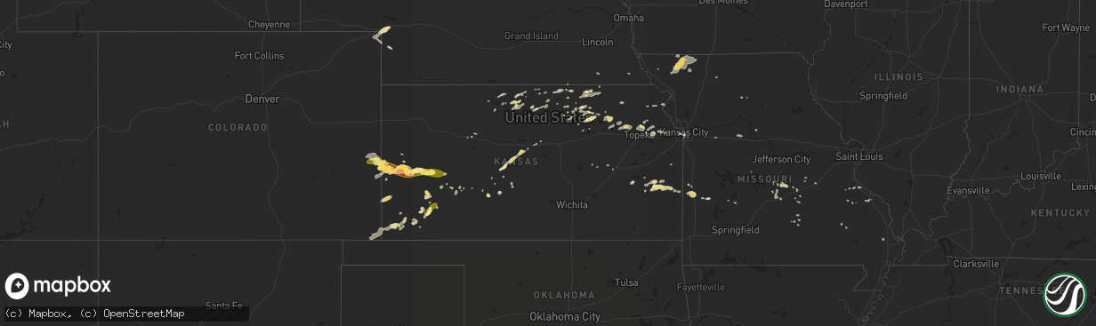 Hail map in Kansas on July 19, 2015