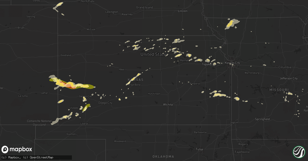 Hail map in Kansas on July 19, 2015
