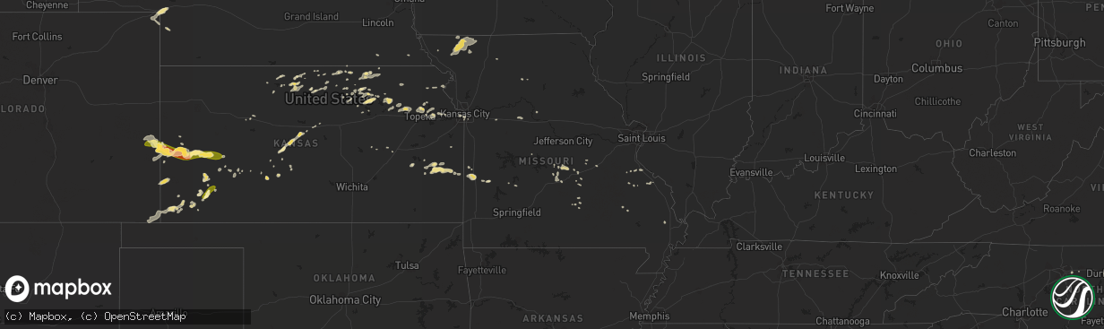 Hail map in Missouri on July 19, 2015