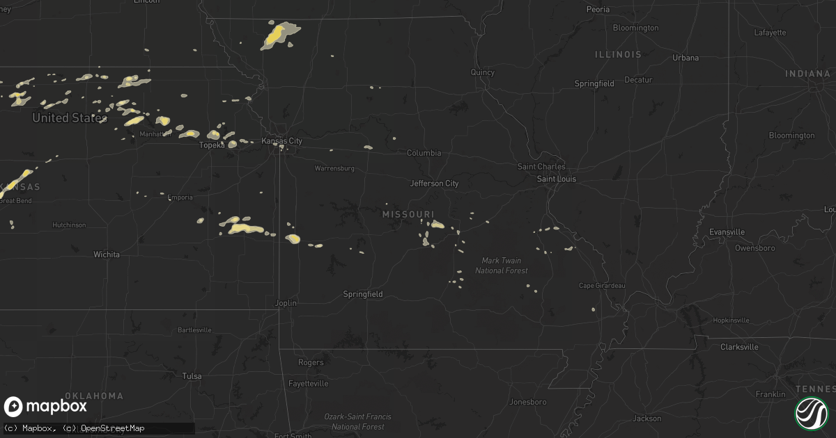 Hail map in Missouri on July 19, 2015