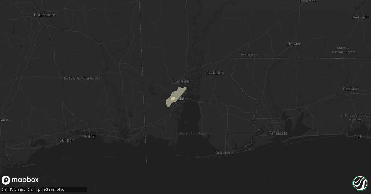 Hail map in Mobile, AL on July 19, 2015