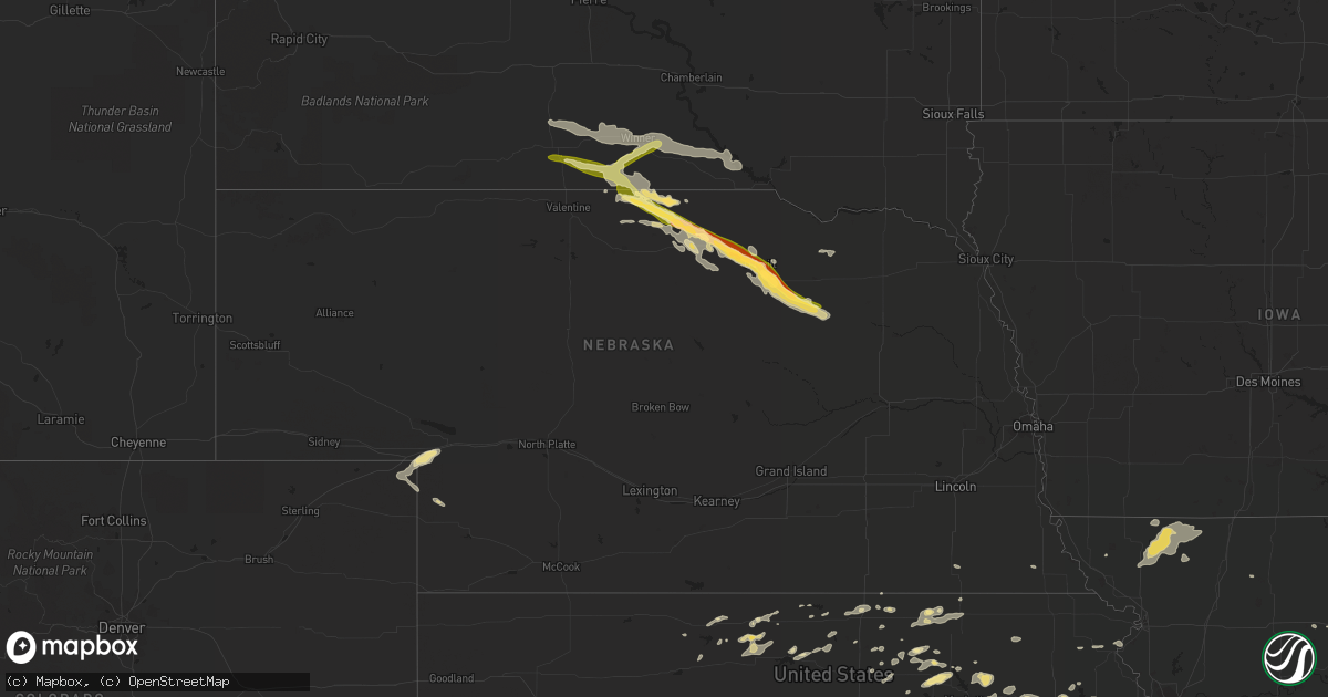 Hail map in Nebraska on July 19, 2015