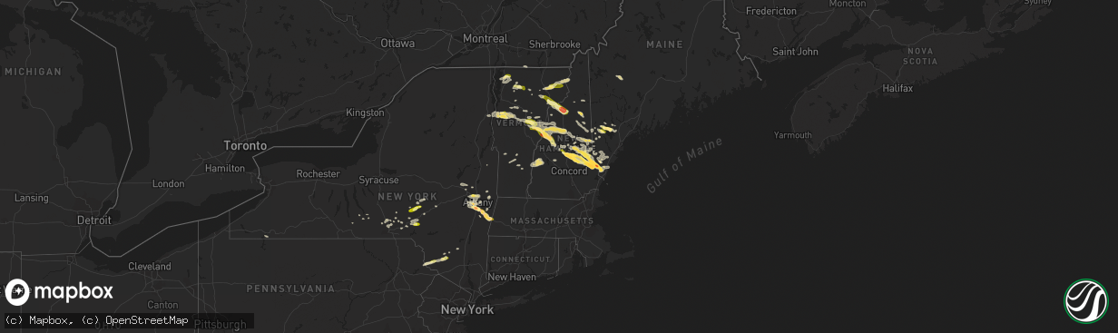 Hail map in New Hampshire on July 19, 2015