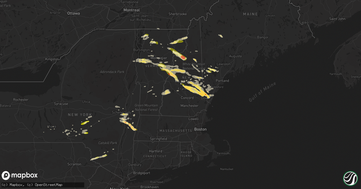 Hail map in New Hampshire on July 19, 2015